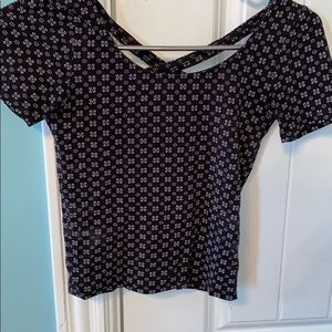 Black crop top with pretty white flower pattern